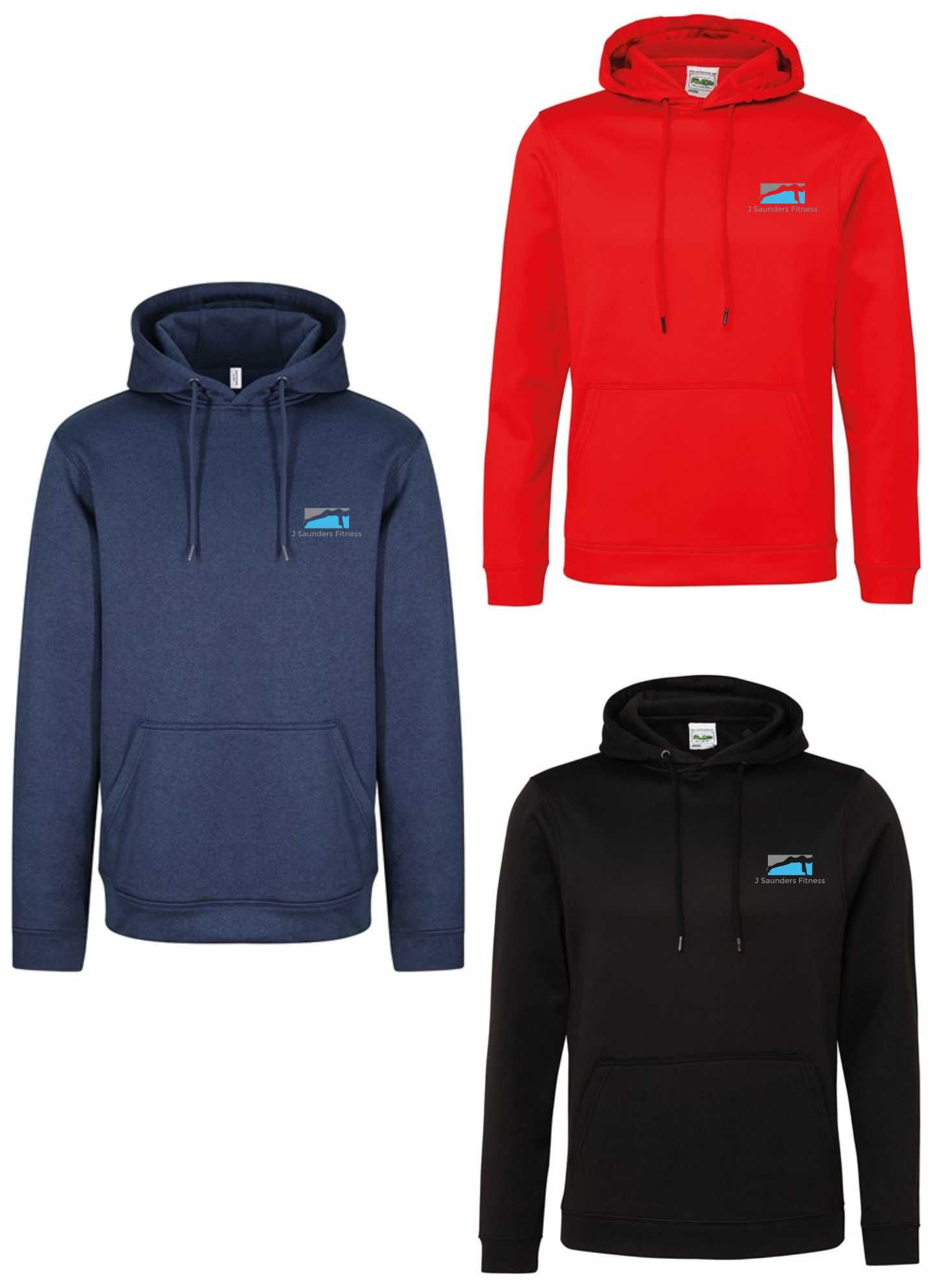 J Saunders Fitness- Polyester Unisex Sports Hoodie (Front & Back)
