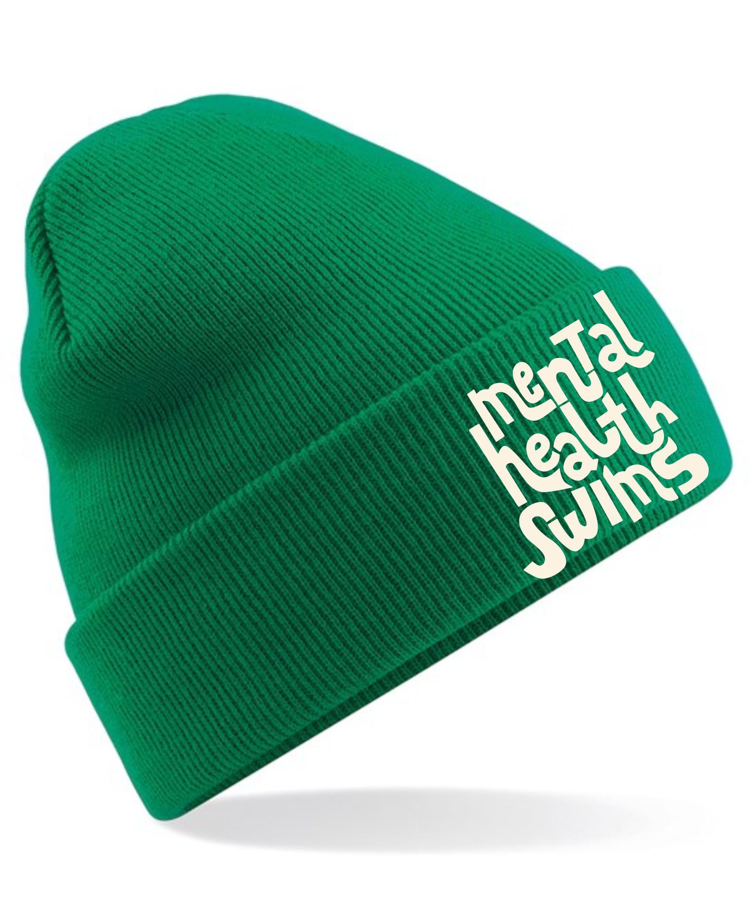Mental Health Swims- 'Text only' Kelly Green Beanie