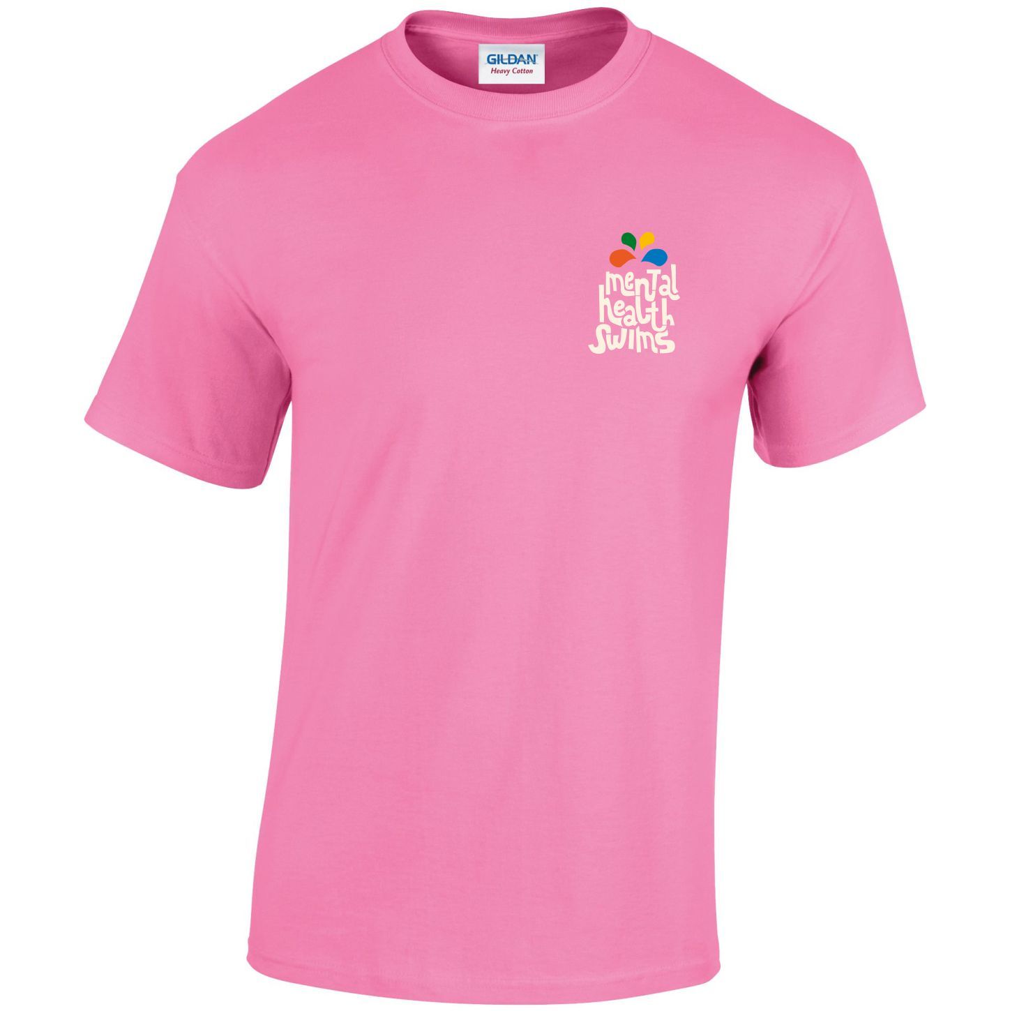Mental Health Swims- 'Logo with Splashes' Azalea T-shirt (Unisex)