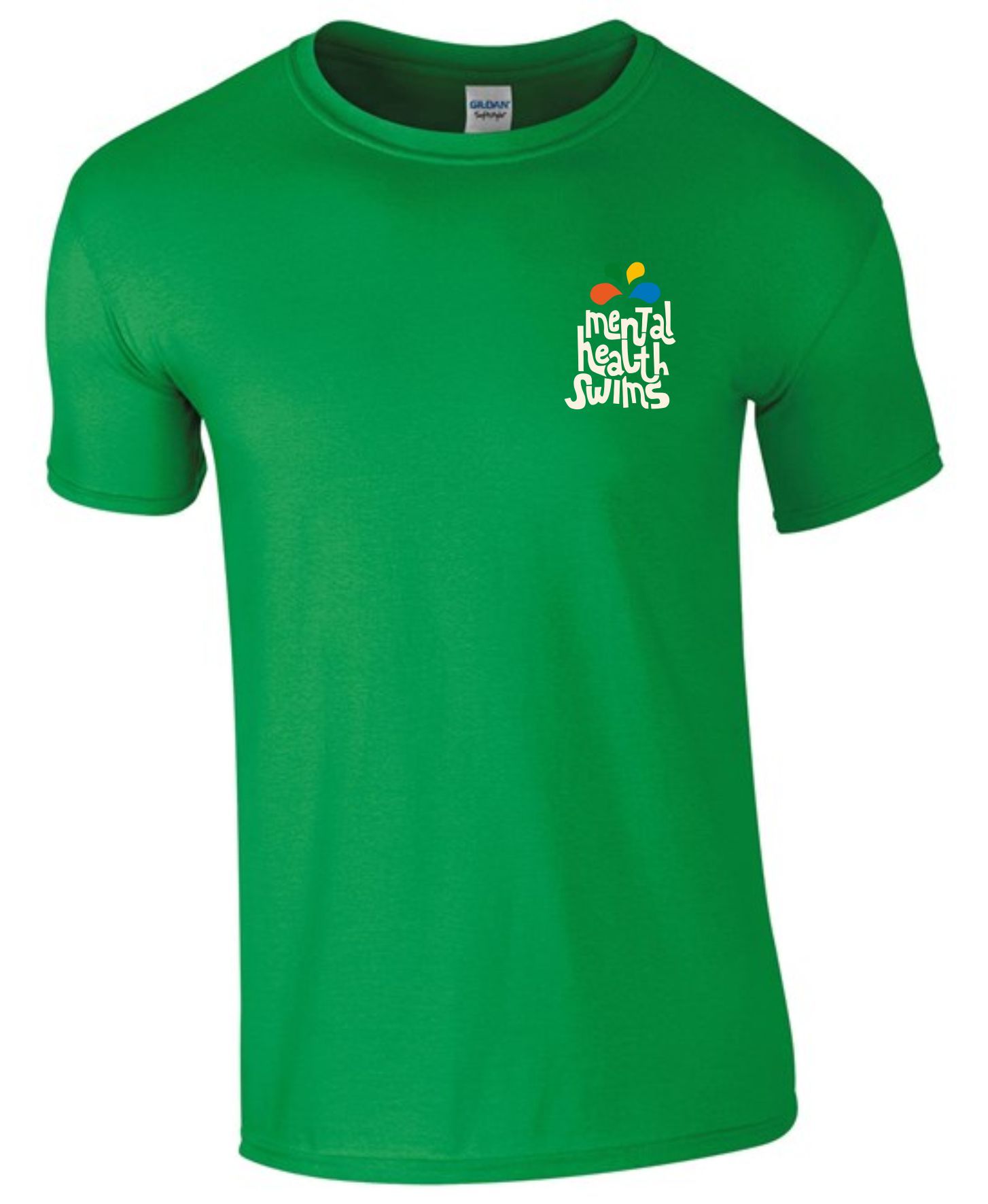 Mental Health Swims- 'Logo with Splashes' Irish Green T-shirt (Unisex)