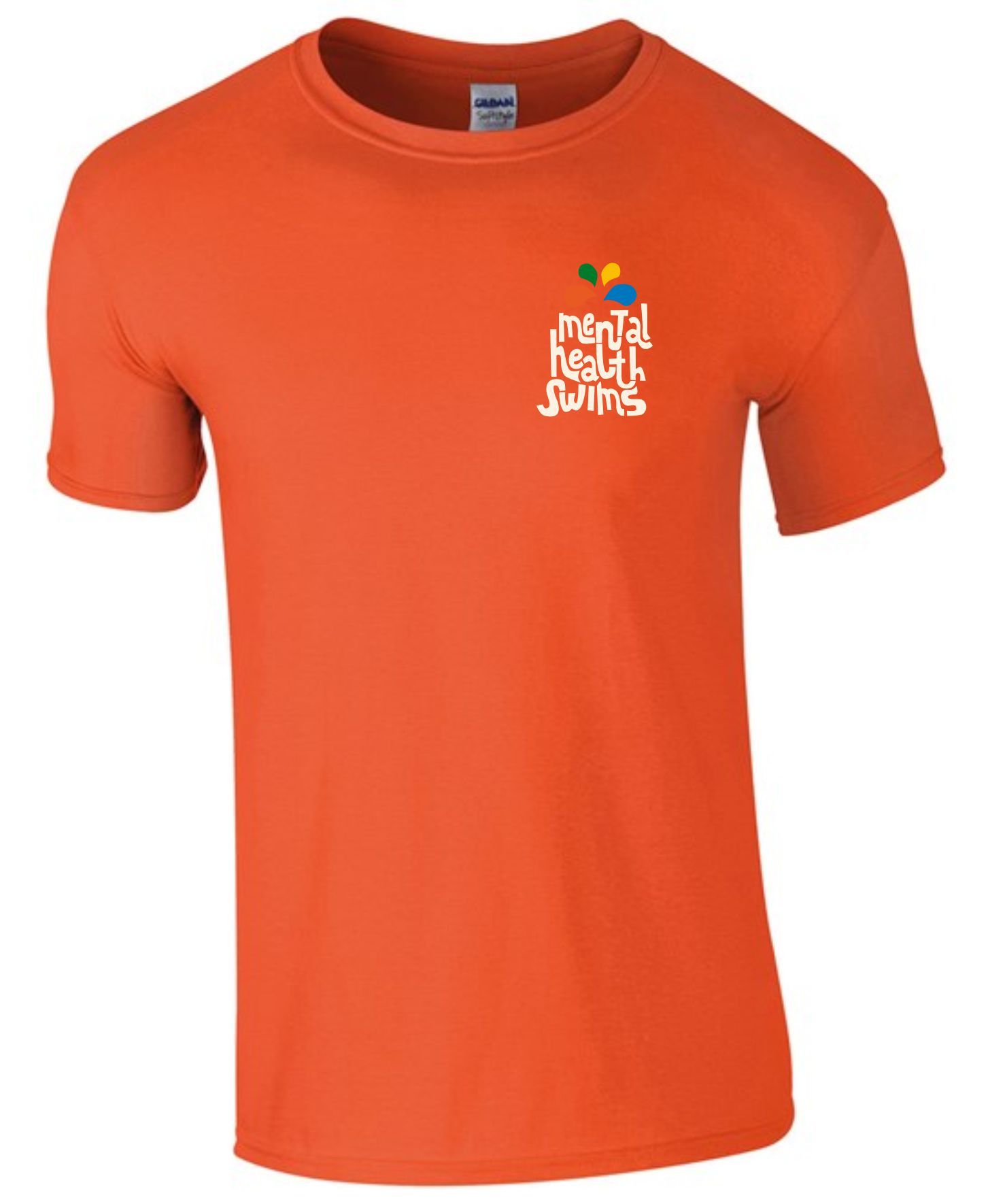 Mental Health Swims- 'Logo with Splashes' Orange T-shirt (Unisex)